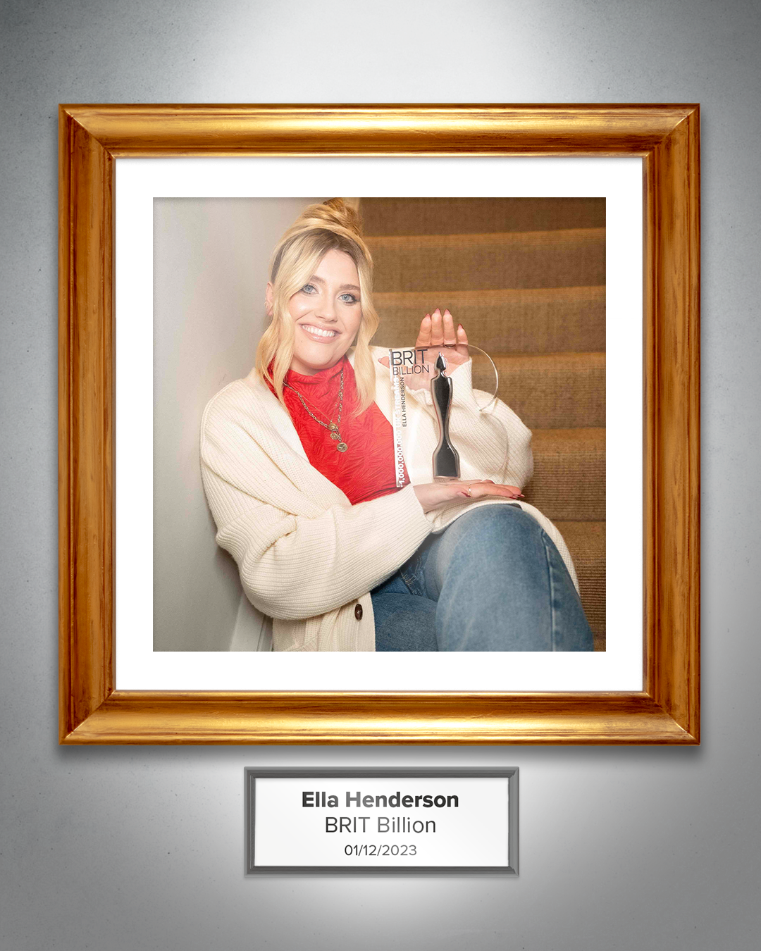 Ella Henderson with her BRIT Billion Award