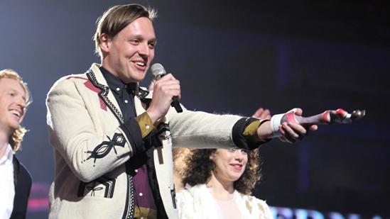 Arcade Fire receiving their award for International Album at The BRITs 2011