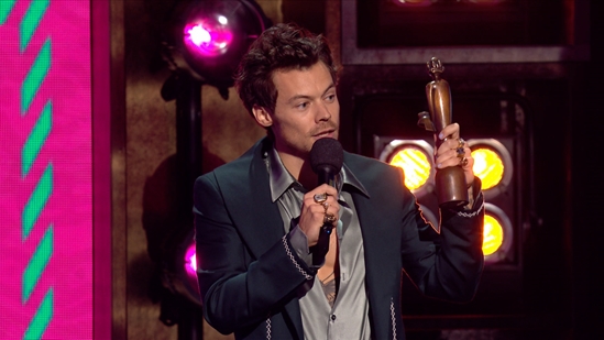 Harry Styles Receiving the Award for Artist of the Year