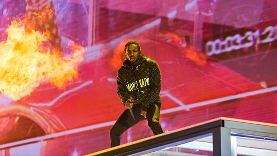 Kendrick Lamar on stage at The BRITs 2018