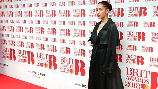 Jorja Smith on The BRITs 2018 Nominations Show Red Carpet.