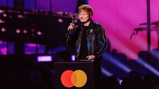 Ed Sheeran Receiving the Award for Songwriter of the Year