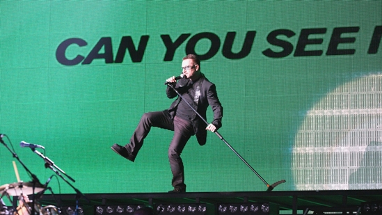 U2 performing 'Get on Your Boots' at The BRITs 2009